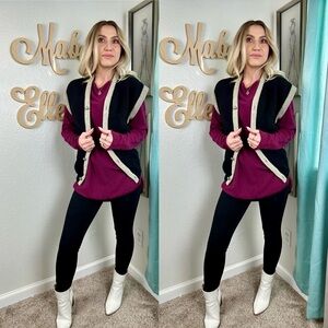 Jockey dapper black and grey wool vest size small